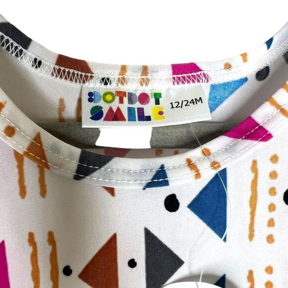 NEW Dot Dot Smile White Multicolor Geometric Tank Dress 12-24M - Picture 5 of 7